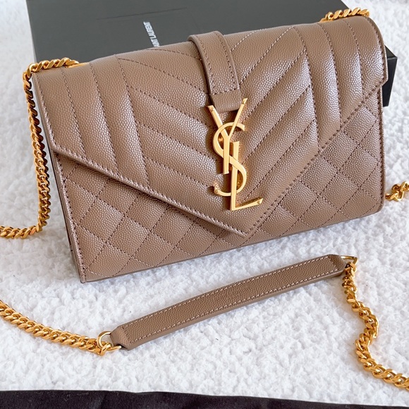 Saint Laurent YSL Small Envelope Quilted Matelassé Chain Leather Shoulder Bag - Picture 3 of 16